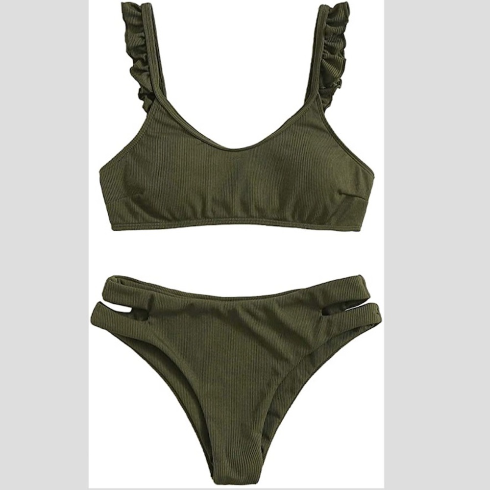 Ruffle Cut Out Bikini Two Piece Set NWT